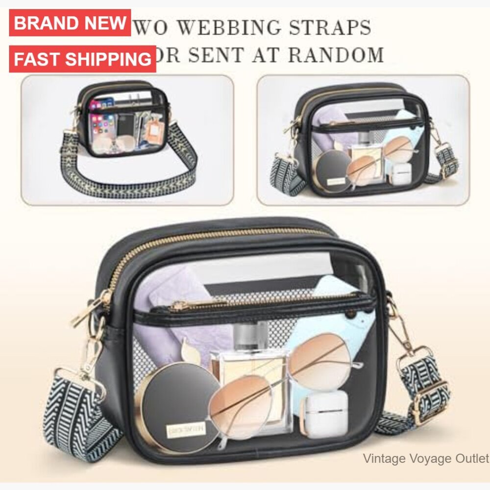 Clear Stadium Crossbody Bag for Concerts Sports Events Adjustable Strap - Picture 5 of 7